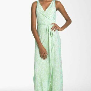 DVF Diane von Furstenberg Serpent Yazhi Silk Jersey Wrap Maxi Dress